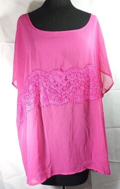 LYS sheer pink blouse with floral lace detail